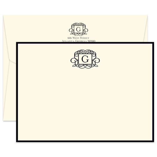 Triple Thick Valeria Flat Note Cards - Raised Ink
